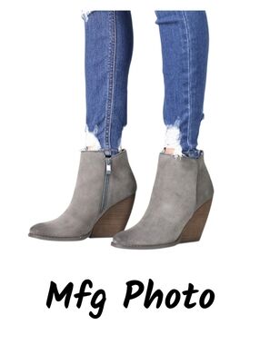 Very Volatile - Whitby Demi Wedge Suede Ankle Bootie, Womens 7.5